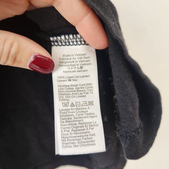 J. Crew Black Linen Tee 100% Linen Nautical Relaxed Lagenlook Women's M - Picture 5 of 6